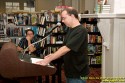 John Scalzi, author of Zoë's Tale,<br />and Tobias Buckell, author of Sly Mongoose,<br />at Books & Co. to sign their latest books.