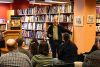 Rob Sawyer performs a passage from his new novel, MINDSCAN,<br />before a small, but loyal and attentive crowd of about 15 people.
