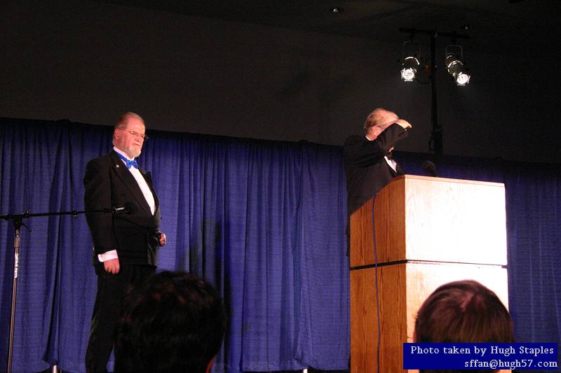 Larry Niven and Jerry Pournelle present the Robert A. Heinlein Award to author Greg Bear